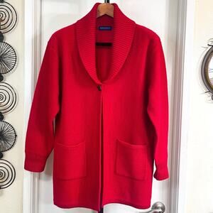 Karen Scott Womens 100% Wool Vintage Y2K Retro Cardigan Sweater - Red, Size M